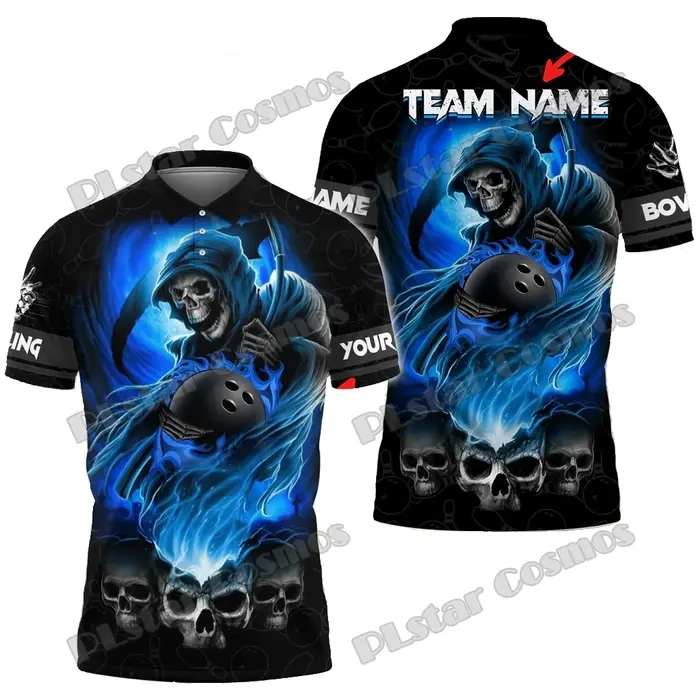 Bowling and Pins Reaper Fire Feel Pattern Polo pour homme