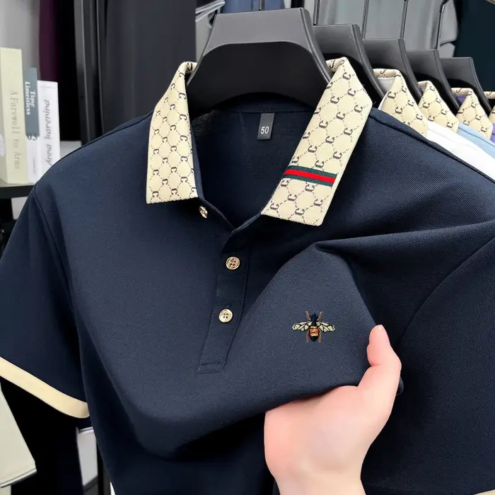 Haute qualité miel abeille brodé à manches courtes hommes polo été nouveau T-shirt marque lettre jac