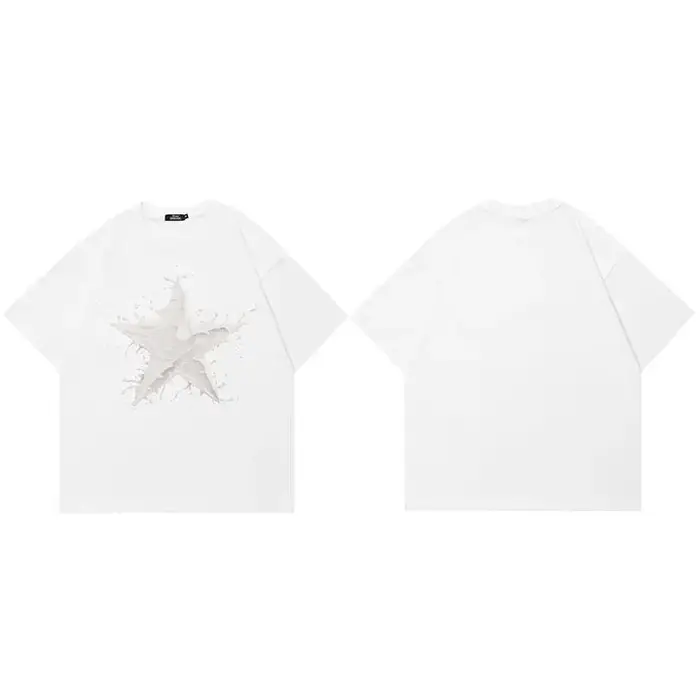 Été 2025 T-Shirt hommes Streetwear éclaboussures lait étoile graphique