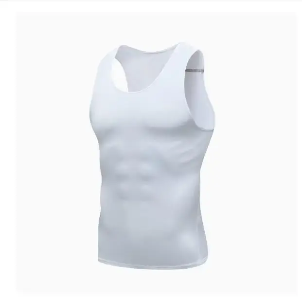Nouveau T-shirt extensible ajusté sans manches pour hommes