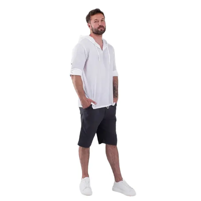 Nouvelle Chemise Homme 2026 à Capuche en Coton et Lin