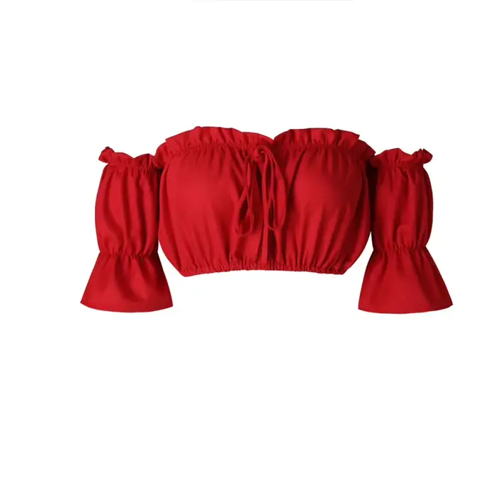 Crop tops femmes 2025 été lanterne manches sexy bretelles plage hauts rouge noir blanc froncé haut court débardeur croptop