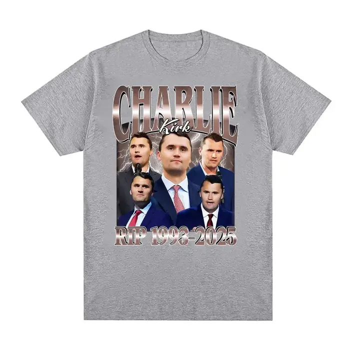 Comique Charlie Kirk RIP 1993-2025 politique commémorative rétro graphique hommes et femmes été imprimé pur T-shirt