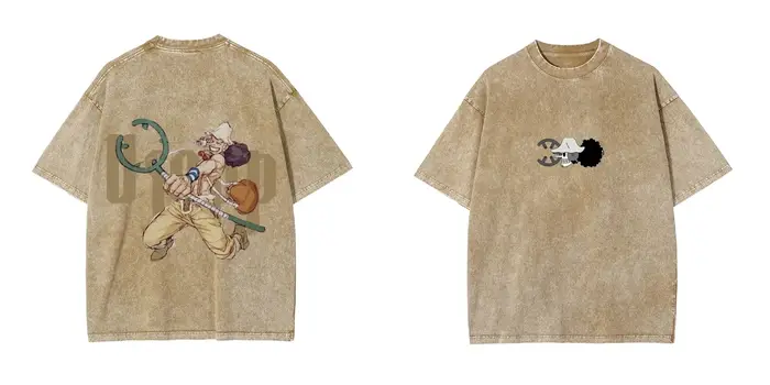 2026 une pièce Usopp Sniper King rétro lavé T-shirt chapeau de paille groupe Marksman vieux ample An