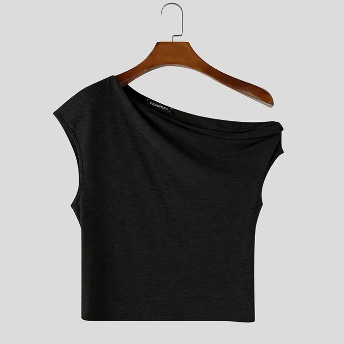 INCERUN Débardeurs Homme Unisexe, Couleur Unie, Sans Manches, Épaules Dénudées, Style Streetwear Sex