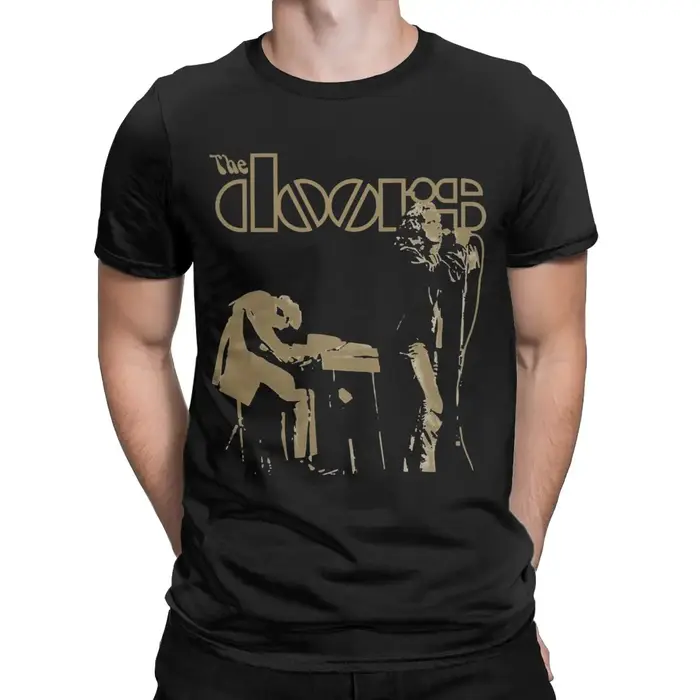 Crazy The Doors Band MOJO RISIN T-Shirts pour hommes col rond coton t-shirt à manches courtes T-Shir