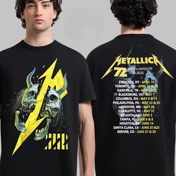 T-Shirt Metallica M72 World Tour 2026, en coton, avec image graphique, pour hommes et femmes, Street