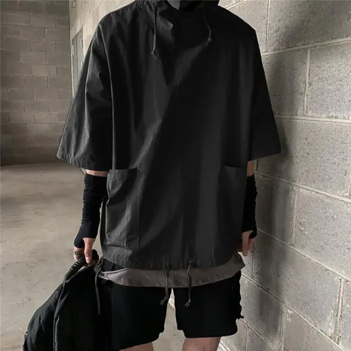T-shirt à Capuche pour Homme, Streetwear Hip Hop, Harajuku, 2021 Zones, à la Mode, Pull à Demi-Manch