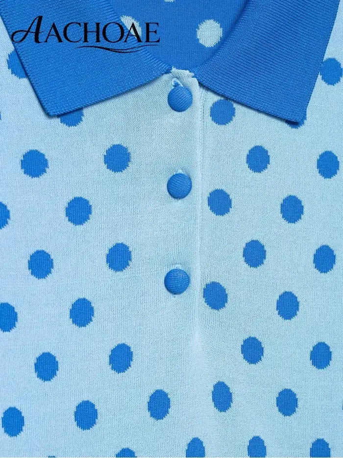 AACHOAE – polo en tricot à pois pour femmes