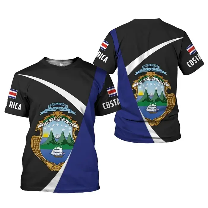 T-shirt personnalisé avec emblème national du Costa Rica pour hommes