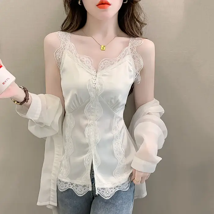 Camisole en dentelle à l'acide acétique pour femme