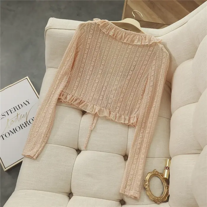 Blouson haussement d'épaules en dentelle pour femme