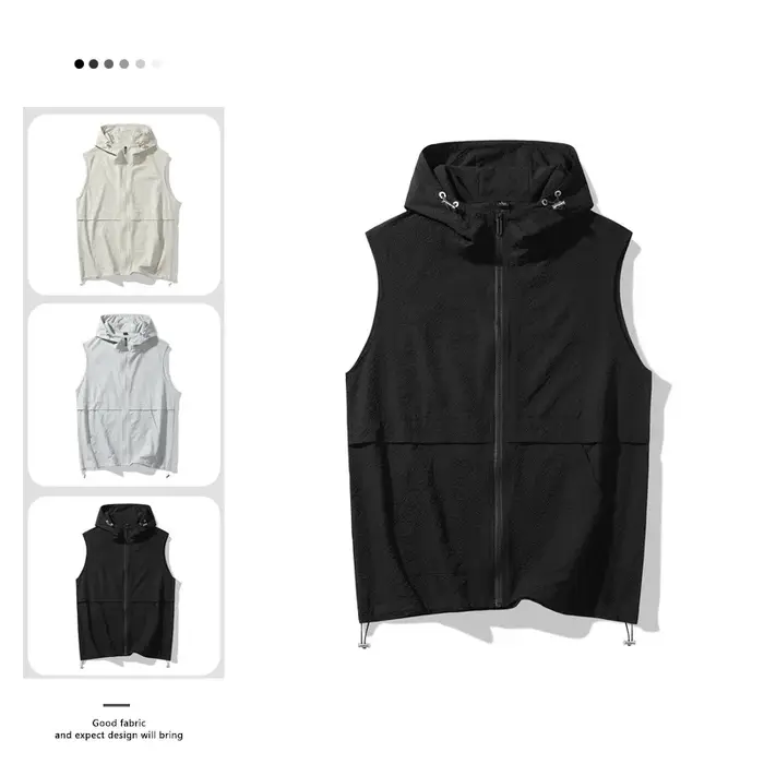 Vêtements de travail américains gilet sans manches veste pour hommes 2025 été nouvelle mode en plein air à capuche sport
