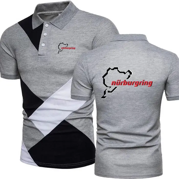Nürburgring course piste polos hommes couleur bloquée t-shirt aventure amateurs de sport revers