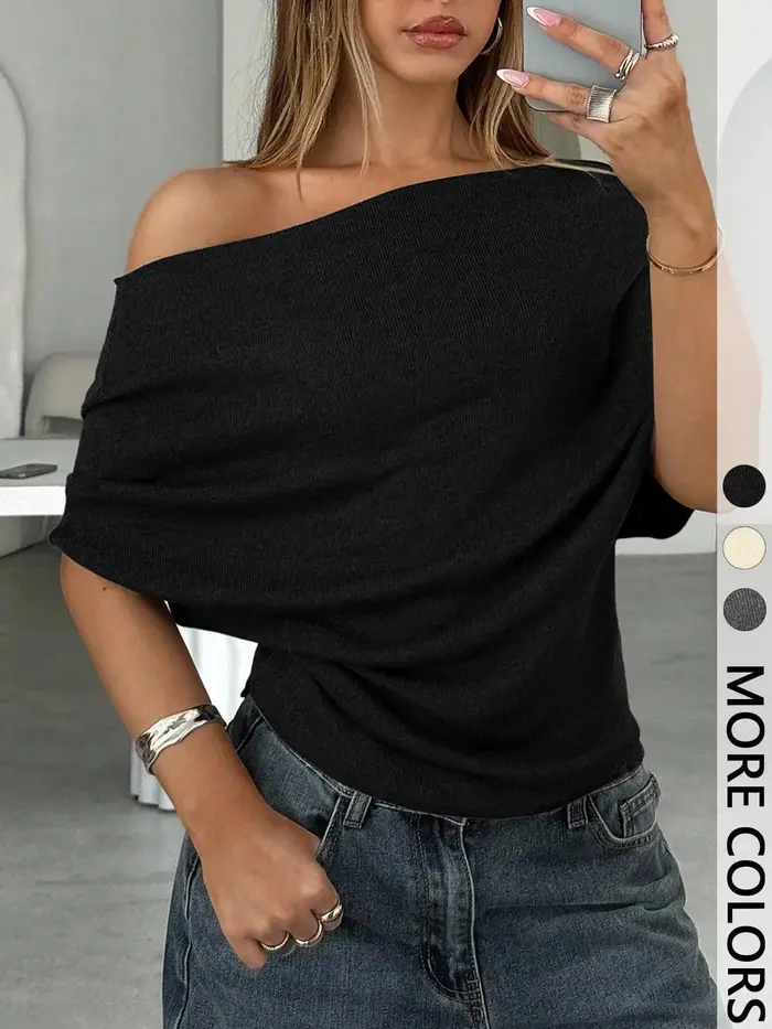 T-shirt sexy et tendance à épaules dénudées pour femme
