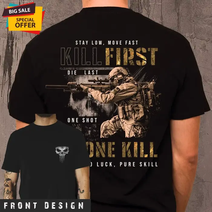Restez le faible mouvement rapide. T-Shirt de Sniper militaire nouveau 100% coton col rond manches courtes été