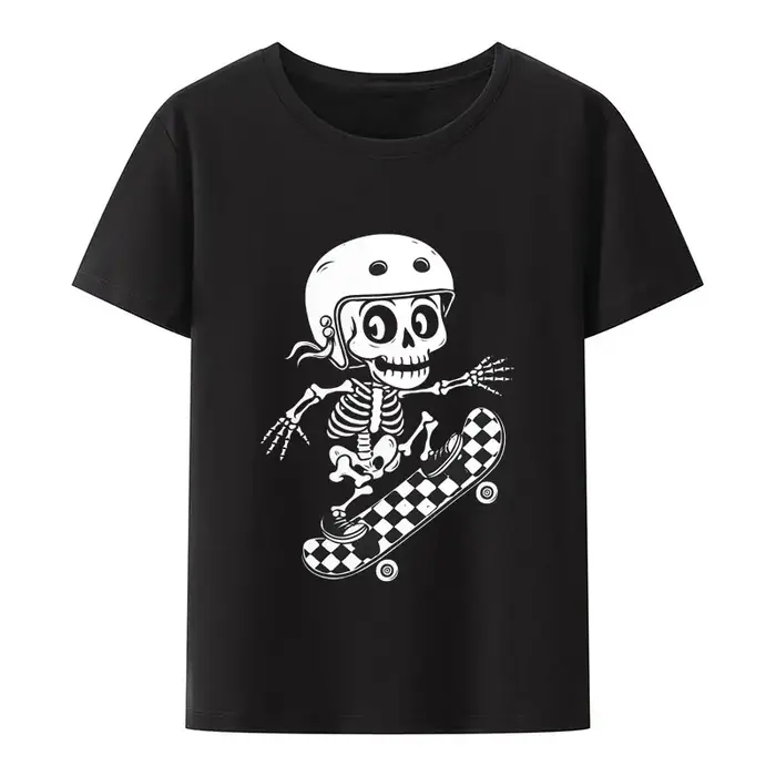 T-shirt unisexe avec impression de patins de crâne drôle, Ropa Hombre, Punk, esthétique, loisirs cré
