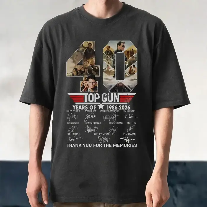 T-shirt unisexe imprimé graphique film Top Gun 40e anniversaire
