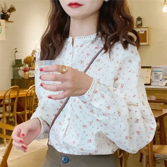 Chemises à manches longues et col rond pour femmes, imprimé, doux, Chic, tendance, quotidien, étudia