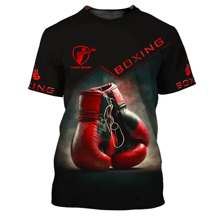 Mode boxe graphique T-shirts pour hommes tendance d'été à manches courtes 3D imprimé sport