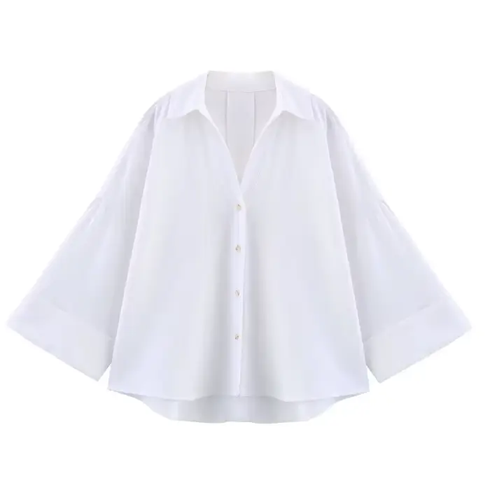 MUJER rayé chemise femme blanc chemises décontractées amples pour les femmes été boutonné