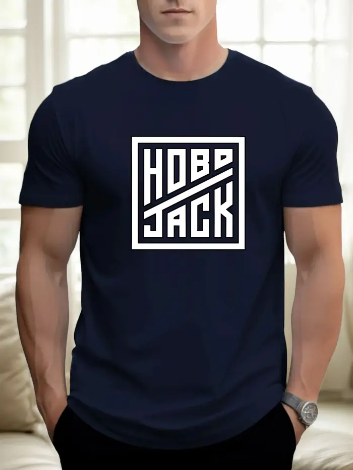 T-shirt pour hommes hobo jack 100 % coton imprimé graphique été col rond