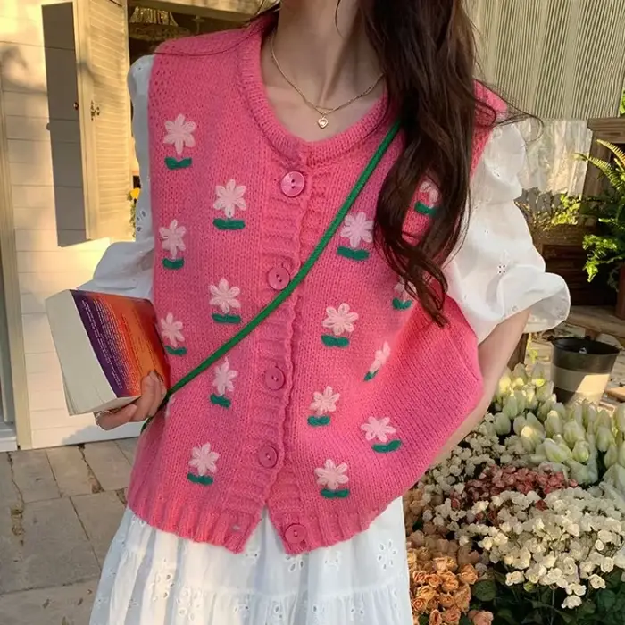 Pull femme col en v Kawaii hauts en tricot