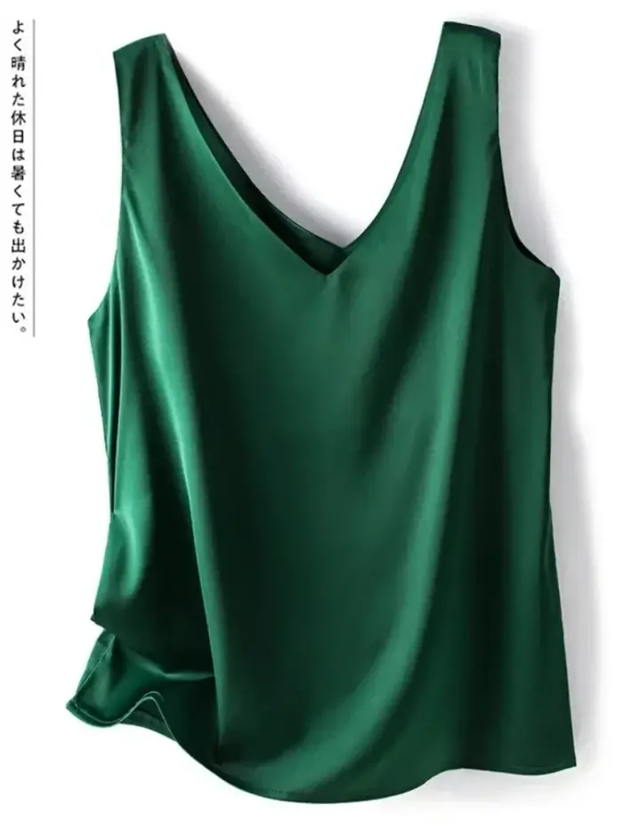 Femme T-shirts élégant soie Satin Blouse sans manches