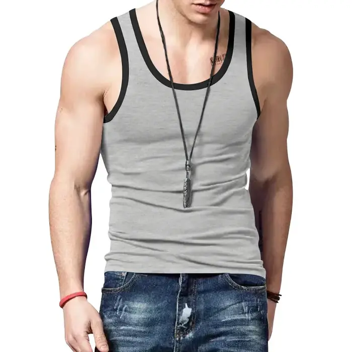 Débardeur Homme Color Block Coupe Slim Décontracté Sans Manches Gilet Sportif Été Sous-vêtement