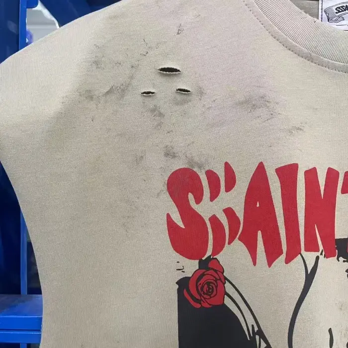 T-shirt sans manches vintage imprimé délavé Saint Mens