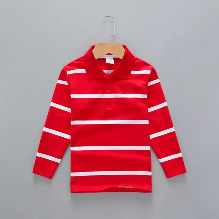 Garçon Polos chemise couleur rayures col rabattu automne à manches longues