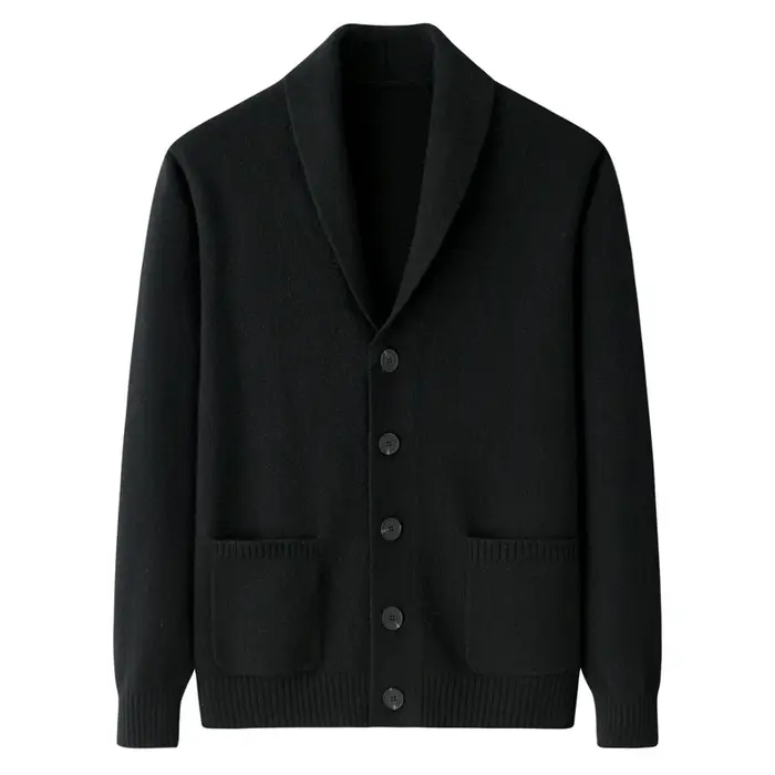 Pull en cachemire pour hommes, cardigan rembourré à col olive, manteau 100% pur cachemire