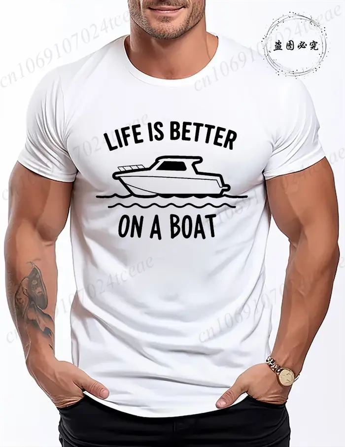 T-shirt « La vie est meilleure sur un bateau » pour femmes et hommes