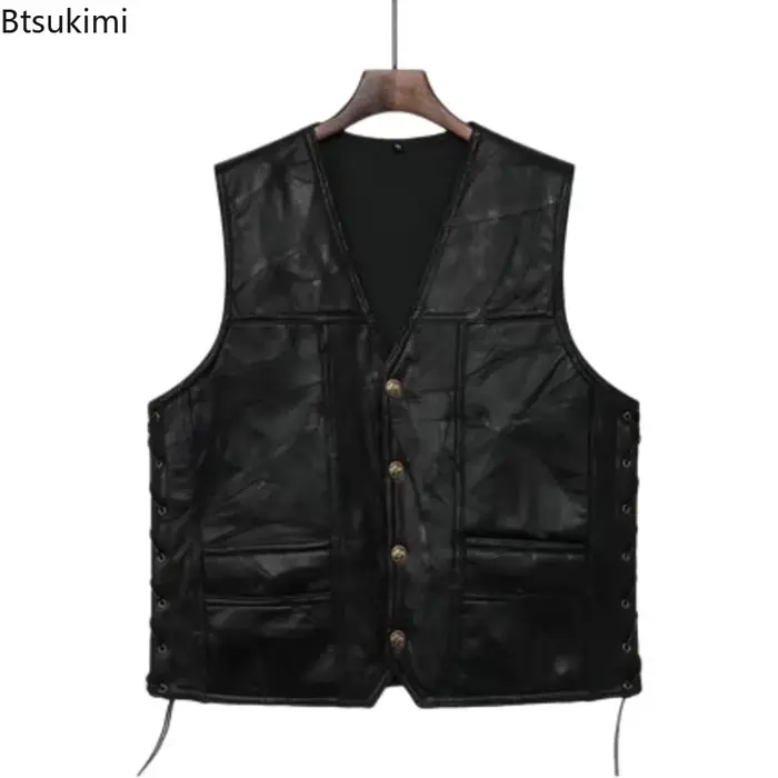 Gilets de motard en cuir de mouton pour hommes