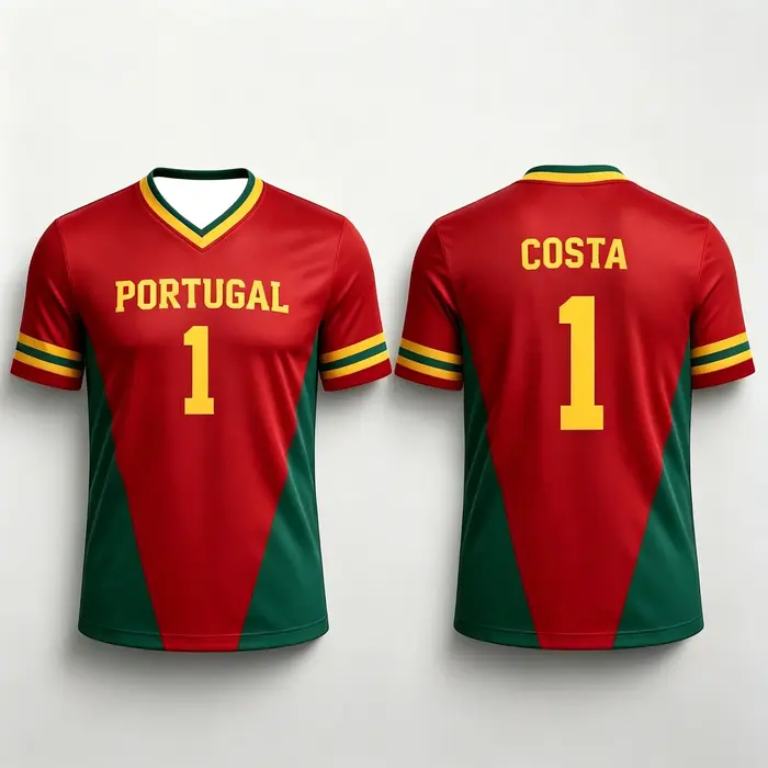 T-shirt de sport pour supporters de football du Portugal, pour hommes, femmes, garçons, enfants, parents, col en V, séchage rapide, manches courtes, t-shirt pour enfants