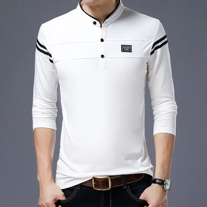 Polo à manches longues et col montant pour hommes