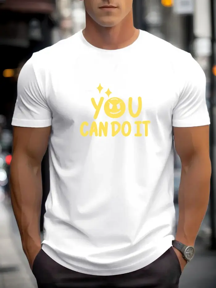 T-shirts pour homme, vous pouvez le faire 100 % coton impression graphique été t-shirt col rond décontracté respirant style de rue haut quotidien