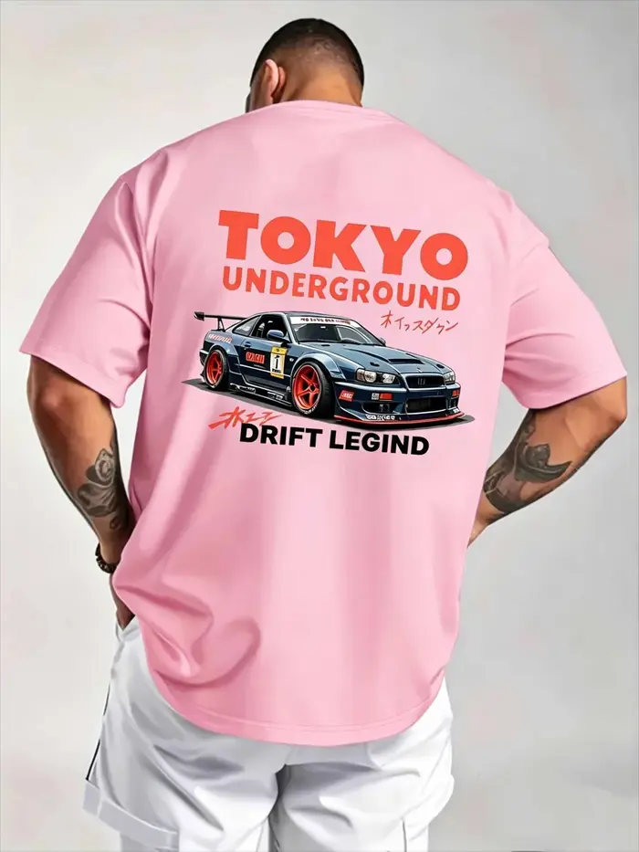 T-shirt ample en coton doux pour homme avec imprimé Tokyo Drift Racing, idéal pour l'été, style décontracté urbain, manches courtes