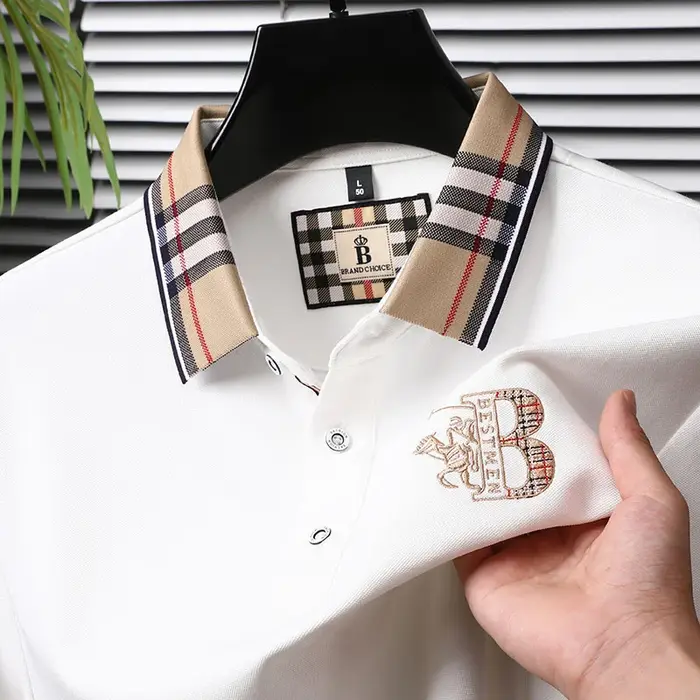 Polo de luxe pour homme à manches longues, col boutonné, broderie exquise, nouvelle collection automne-hiver, manches longues, vêtements décontractés pour hommes d'affaires