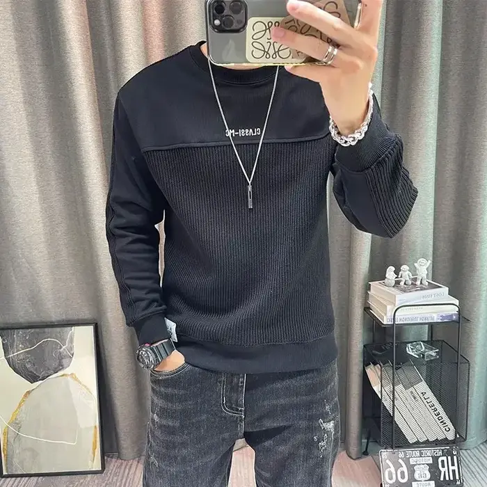 T-shirt à col rond et manches longues pour hommes