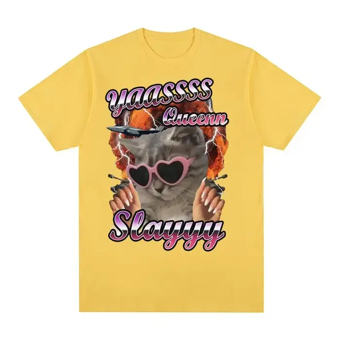Yas Queen Slay amusant passionné de chat T-shirt femmes mode mignon à manches courtes