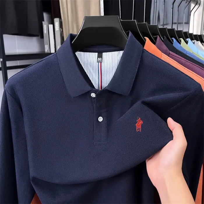 100% coton marque haut de gamme à manches longues polo shirt nouveau Paul Pony brodé luxe confortable hommes d'affaires