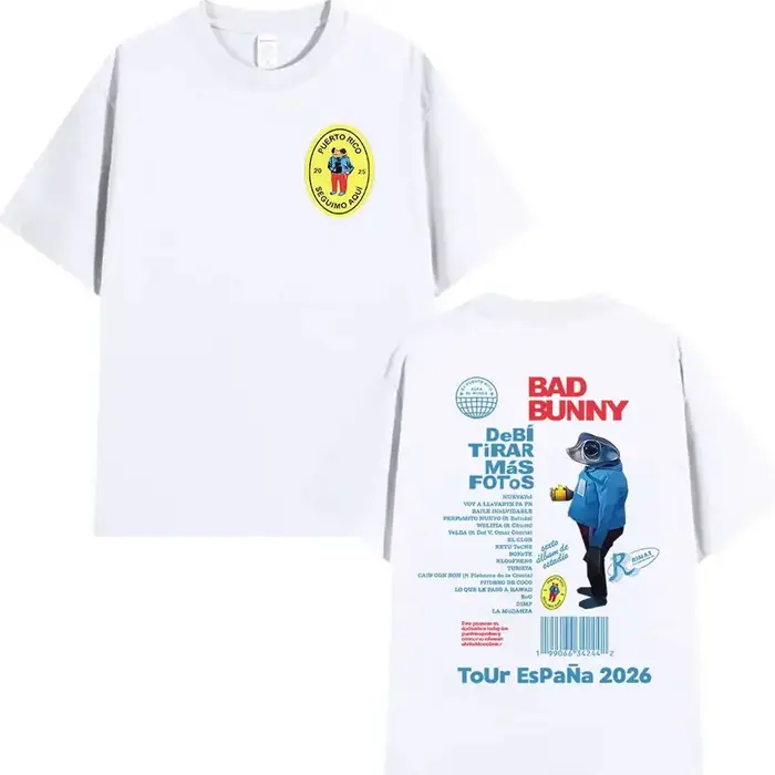 Rappeur Bad Bunny Tour 2025 Album Merch T-shirts Debi Tirar Mas Fotos DTMF graphiques T-shirts unise