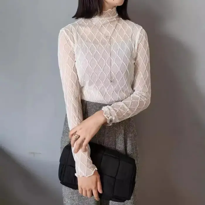 Haut à col roulé sexy et élégant en maille unie