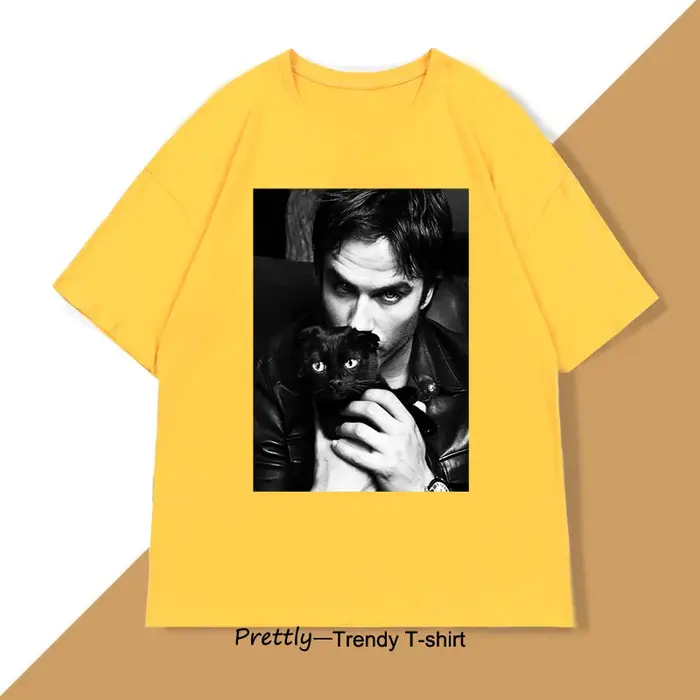 T-shirt graphique Damon Salvatore TV Drama Cat pour hommes et femmes