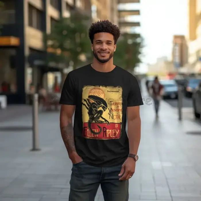 Tournee Du Xenomorphe Noir Essentiel Unique T-shirt Alien Ellen Ripley Design T-shirts Hommes Coton