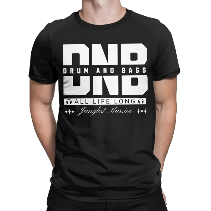 Décontracté DNB tambour et basse t-shirt hommes col rond manches courtes hauts coton été
