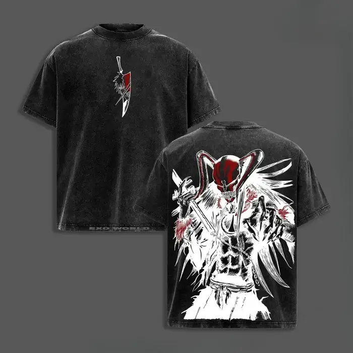 Kurosaki Ichigo BLEAC T-shirt vintage délavé surdimensionné pour hommes