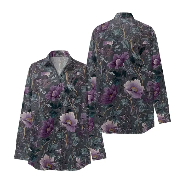 Chemise Chic à imprimé Floral noir pour femmes, minimaliste, manches longues, boutonnée, imprimé de 