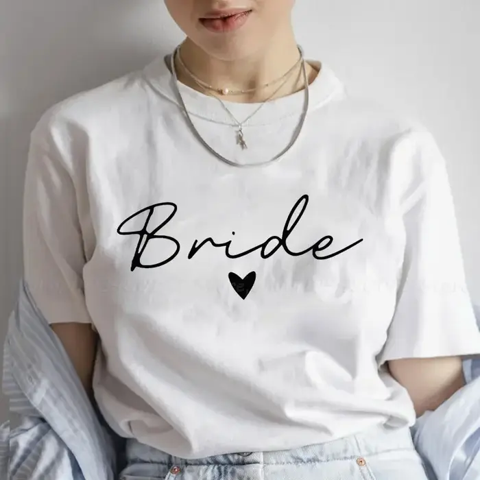T-shirt Team Bride pour Femme, Blouse de Mariage, Vêtement Esthétique, pour Enterrement de Vie de Je